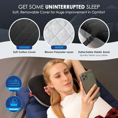 HIKENTURE Camping Pillow with Removable Cover, Ultralight Inflatable Pillow — view 5