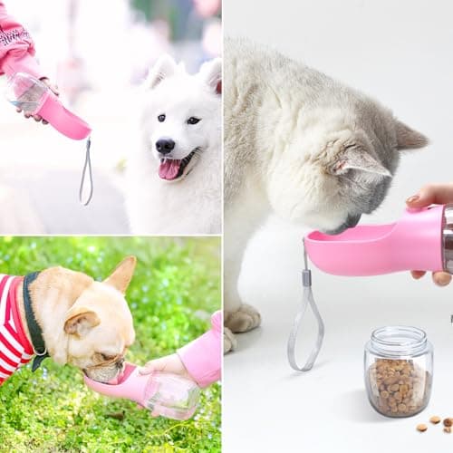 3 in 1 Portable Dog Water Bottle with Food Container and Waste Bag, Multifunctional Pet Travel Water Dispenser Water Bottle for Outside Drinking and Eating,Suitable for Puppy and Cats — view 6