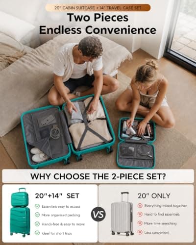 Kono Suitcase Set of 2, Lightweight Cabin Luggage with Travel Case — view 2