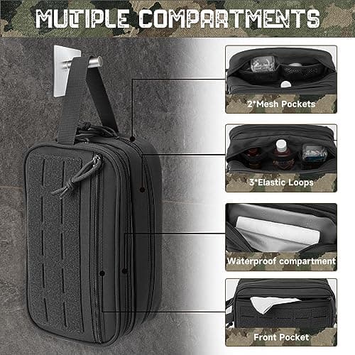 QT&QY Tactical Toiletry Bag for Men Hygiene Bag EDC Military Tool Molle Pouches Small Dopp Kit Mens Shaving Kit Travel Shower Bags with UK Patch — view 4