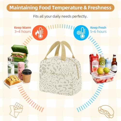 ABOHU Lunch Bags for Women Men, Portable Insulated Lunch Bag Water-Resistant Leak-Proof Lunch Box Tote Bag, Reusable Cooler Tote Lightweight Thermal Lunchbox for Work, School, Picnic & Travel — view 6