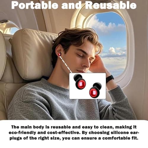 Noise Reduction Earplugs 33db, 2 Pcs Motorcycle Ear Plugs, Wind Noise Motorbike Earplugs for Sleeping,Concerts,Motorcycle,Focus Work & Travel – Includes 3 Sizes for All Ears (Black and Red) — view 6