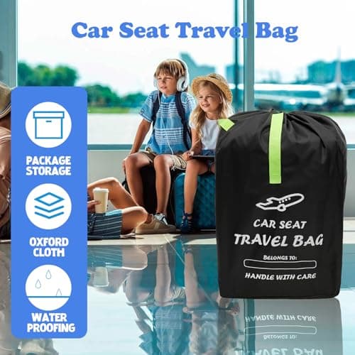 NZWBSHSSP Car Seat Travel Bag for Airplane Gate Check - Universal Large Waterproof Baby Car Seat Bag with Shoulder Strap & Storage Pouch for Infant Child Seats Baby Travel Essentials — view 3