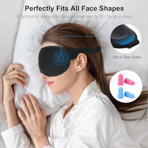 SSKHE 100% Blackout Sleep Mask for Men and Women, 3D Ultra Soft Smooth Skin-Friendly Comfortable Zero Eye Pressure Eyelash Friendly Eye Mask with Adjustable Strap for Sleep Travel Holiday Essentials — view 3