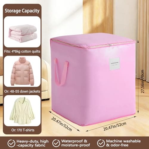Heavy Duty Storage Box Waterproof Moving Bag Pink 190L Reusable Packing Bag — view 6