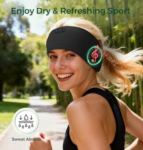 MUSICOZY Sleep Headphones Breathable Bamboo Cotton Headband Headphones — view 3