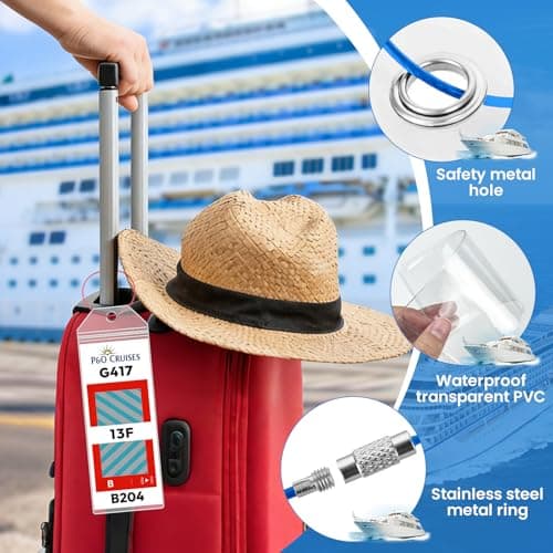 8Pcs Cruise Luggage Tag Holder, Waterproof with Steel Loops for P&O — view 4