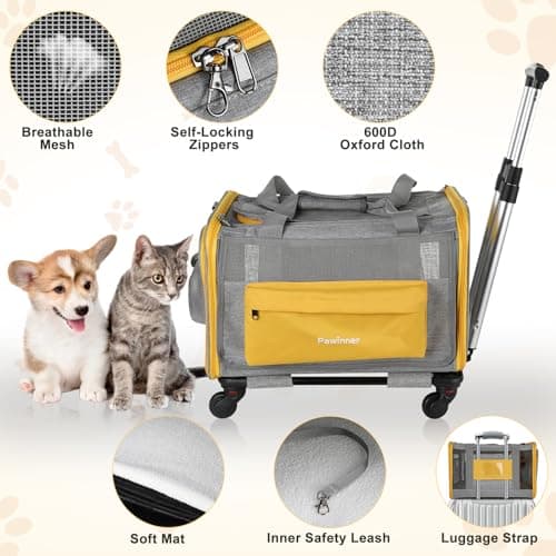 Pawinner Pet Carrier with Wheels for Cats and Dogs Airline Approved — view 3
