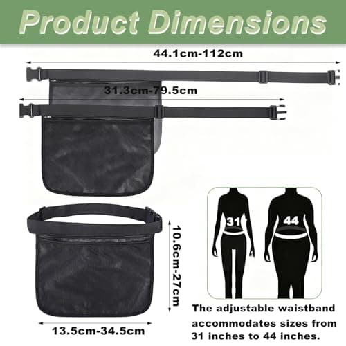 AABDTYYD Tennis Ball Holder Adjustable Waist Pouch for Tennis, Pickleball and Golf, Lightweight Mesh Bag Holds 8-10 Balls, Black Colour Secure Fit for Sports Training and Matches. — view 2