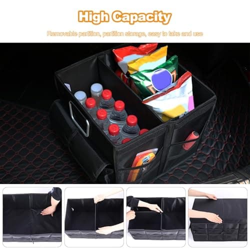 Car Boot Organiser for Lexus ES 250/ES 300 / ES 330/ES 350/ES 300h/ES 350h, with Handle & Partition Collapsible Boot Organise Travel, Groceries & Everyday Use,A 36L-B Grey — view 4