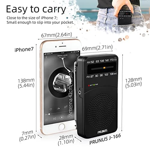 PRUNUS J-166 Portable Radio AM FM, Battery Operated Radio — view 2