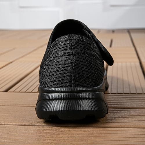 Men’s Slip On Walking Trainers with Cross Elastic Band Breathable Mesh Lightweight Cushioned Shoes for Summer Travel Outdoor Activities Black, Size 6 — view 3