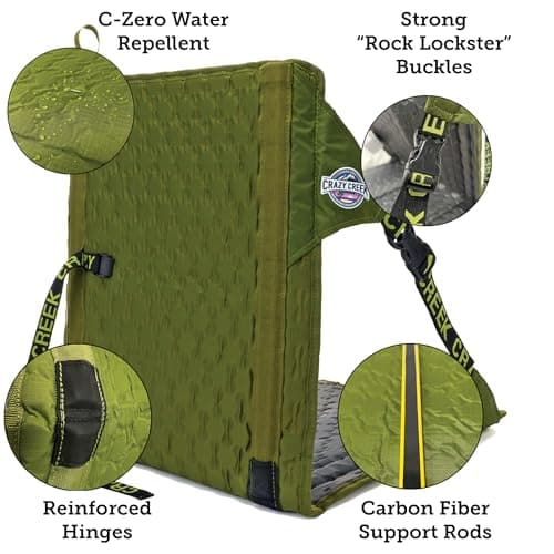 Crazy Creek HEX 2.0 Original Chair for Camping, Stadium Seating & More, Comfort on All Terrains, Adjustable Straps, Compact Design, Water-Resistant,Olive/Slate — view 5