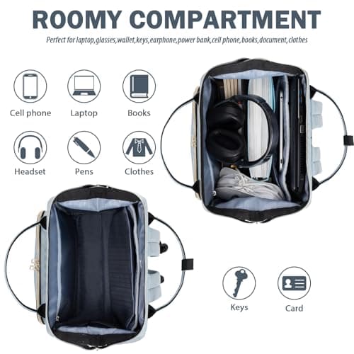 VANKEAN Laptop Backpack Women, 17.3 Inch Backpacks College Work Light Blue — view 4