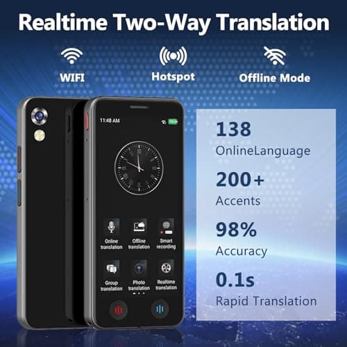 Language Translator Device,5 in AI Translator,139 Languages Online Offline — view 3