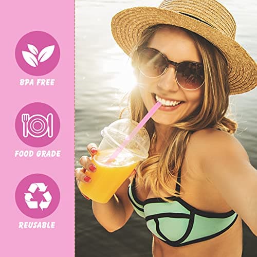 Prasacco 4 Sets Silicone Straws Reusable Straws with Case Foldable Straws Portable Drinking Straws for Travel Party — view 3