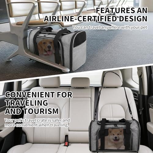 Yipincover Carriers Soft-Sided Pet Carrier for Medium Large Cats Dogs 15lbs 20lbs,Ventilated Design,Portable Carry Handle,Collapsible Carrier for Kitten Puppy(X-Large,Grey&Black) — view 6