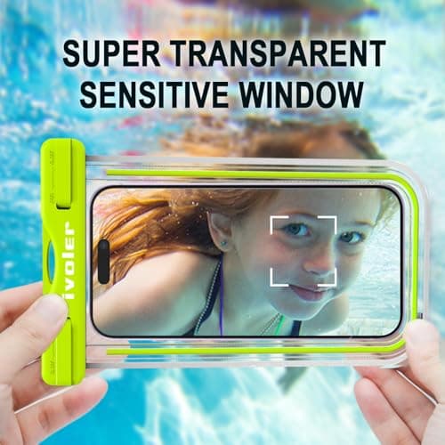 ivoler [Pack of 2 Waterproof Phone Pouches [IPX8 Certified] Case/Cover/Case for Smartphones Universal Protective Bag for iPhone, Samsung, Huawei, Up to 6.8 Inches (Blue) + Green — view 4