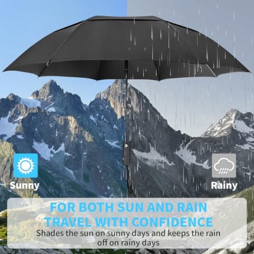 NYVEER 12 Pack Folding Umbrellas Windproof Reinforced 9-Rib Frame 210T Heavy Duty Waterproof Canopy Auto Open Close Compact Travel Umbrella Bulk Wholesale for Rain Sun Corporate Gift Family Hotel — view 5