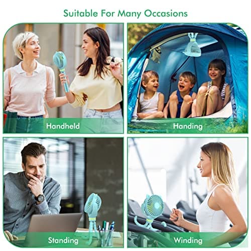 ITSHINY Pram Fan, 2025 Upgraded Stroller Fan Clip on Rechargeable, 4000mAh Portable Desk Fan Baby Cooling with Flexible Tripod 3 Speed for Crib Treadmill Car Seat Camping Travel — view 6