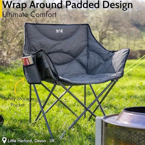 Trail XL Padded Camping Chair for Adults, Lightweight Portable Folding Outdoor Chair, All Round Wraparound Padding, Heavy Duty Steel, Luxury Duoweave Fabric, Pocket, Carry Bag (H88cm x W70cm x D53cm) — view 3