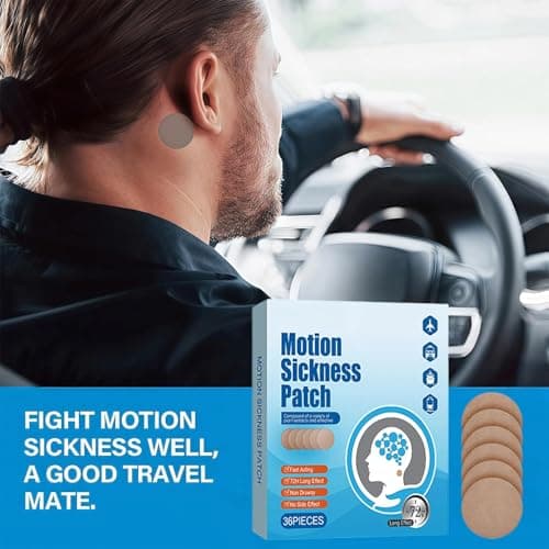 Motion Sickness Patches, 36PCS Travel Sickness Patches for Nausea & Vomiting Improve on Car, Boat, Cruise, Airplane Trips — view 4
