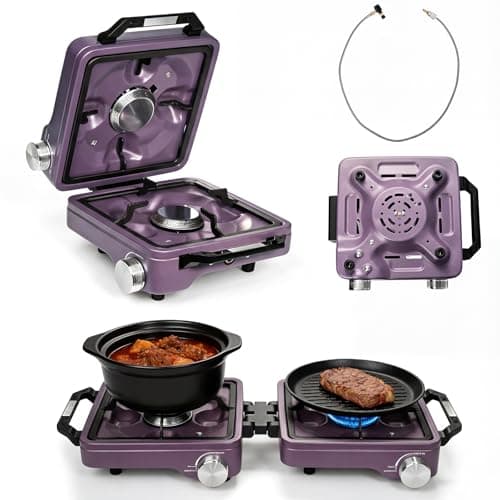 Fushabana Camping Stove Gas Portable, 5000W Double Burner Foldable Cooker