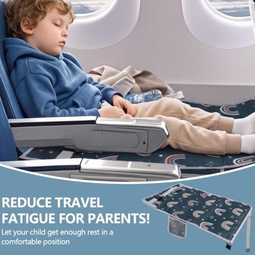 SUPRBIRD Toddler Airplane Bed,76x44.5cm Portable Airplane Seat Extender,Plane Foot Hammock for Kids,Travel Foot Hammock,With storage bag,Footrest for short-haul flights with infants(Blue) — view 6