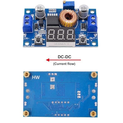 RUNCCI-YUN DC-DC 5A Buck Converter 4-38V to 1.25-36V Step-Down Voltage Regulator High Power Module with LED Display — view 5