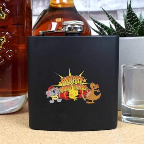 Azeeda 'Australiana New Year' Pocket Hip Flask - 6oz (HP00042324) — view 2