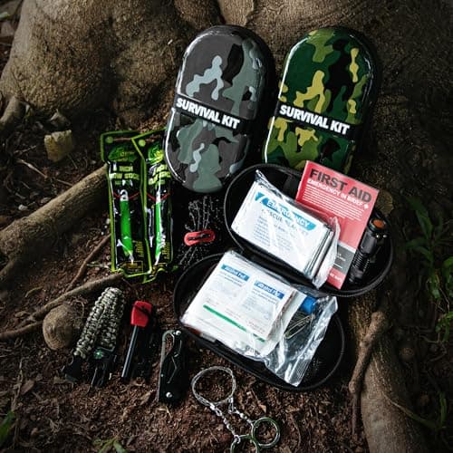 Survival Kit,74 Piece Survival Gear First Aid Kit,Waterproof Emergency Medical Kit Earthquake, Outdoor Adventure, Hiking, Hunting,Camping,Present for Men Women(Camouflage gray) — view 3