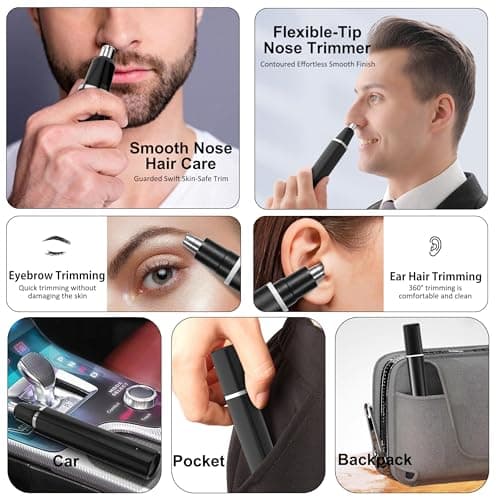 Beard Trimmer & Nose Hair Trimmer Set with Travel Case Rechargeable Trimmer Set for Men 2-in-1 Men's Grooming Kit with 4 Combs & T-Blade Cordless,USB-C Charging Gift for Men(Birthday) — view 3