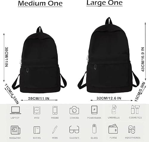 YXQSED School Backpack Womens, Causal Travel School Bags for Teenage Girls Lightweight Rucksack Water Resistant Bookbag for College Womens Mens black — view 2