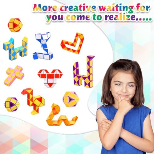 WEARXI 12 Packs 24 Blocks Magic Snake Cube, Party Bag Fillers for Kids — view 4