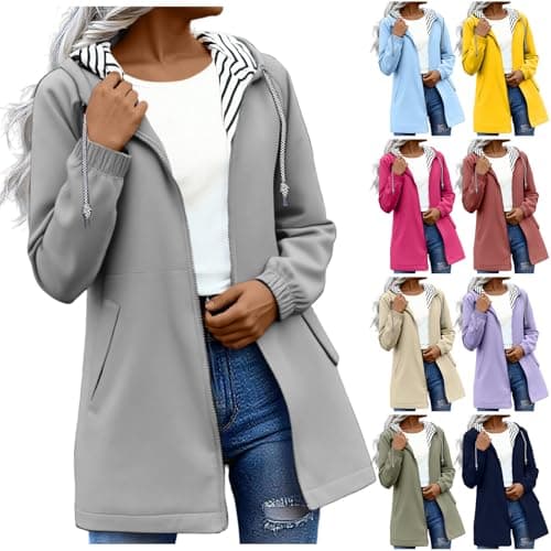 Saxrel Summer Jackets for Women UK Nylon Waterproof Outdoor Rain Jacket - Zip-Up Elastic Cuffs Windbreaker with Side Pockets for Hiking, Camping Rainy Days Daily Commuting