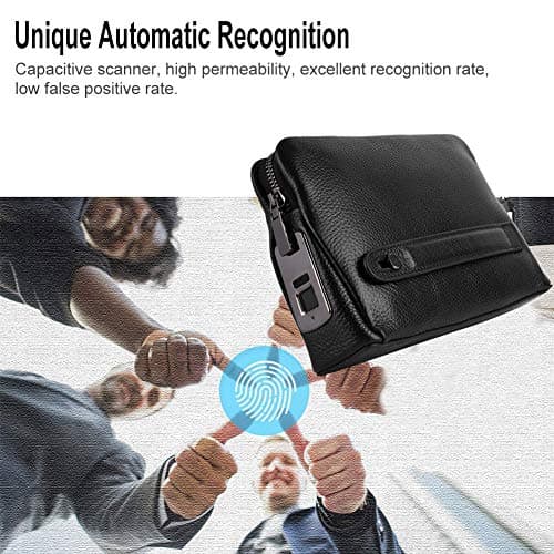 Xiuganpo Smart Fingerprint Wallet for Men, Zipper Security Leather — view 4