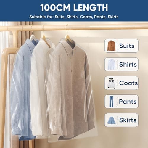 SmileLucky 50 Pack 60x100cm Dry Cleaning Garment Bags for Hanging Clothes — view 3