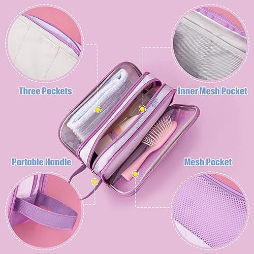 Mermaid Toiletry Bag - Travel Toiletry Bag Girls Kids Toiletries Travel Bag for Camping Trip Home Water-Resistant Portable Girls Dopp Kit for Birthday Gift Organizer with Mesh Pocket — view 2