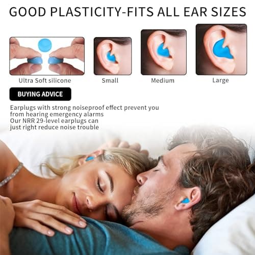 24 Pcs Earplugs for Sleeping Noise Cancelling, Soft Silicone Ear Plugs for Sleep, Reusable Noise Cancelling Earbuds Earplugs for Snoring, Studying, Work, Travel, Airplanes, Sleeping — view 3