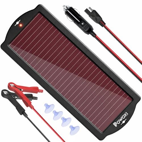 POWOXI Solar Car Battery Charger with Amorphous Solar Panel for 12V Battery