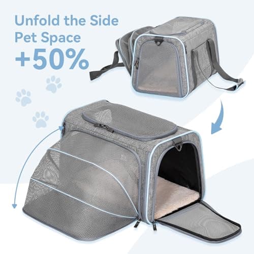 Petsfit Small Cat Carrier Airline Approved ，Expandable Carrier for Kitten Puppy Bunny,41L x 23W x 25H centimetres — view 5