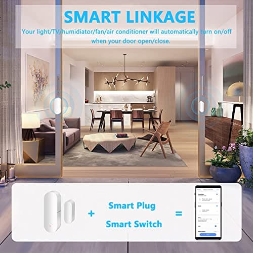 WiFi Door Sensor, Intelligent Window Contact Sensor, Wireless Window Door Sensor Alarm, Compatible with Alexa and Google Assistant, No Hub Required, Batteries Included.4 Pack — view 6