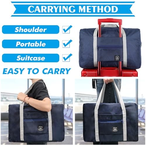 4PCS Foldable Travel Duffel Bag Tote Carry on Luggage Bag Spirit Airlines Personal Item Sports Gym Bag Water Resistant Weekender Overnight Bags for Women and Men (Mix Colors) — view 5
