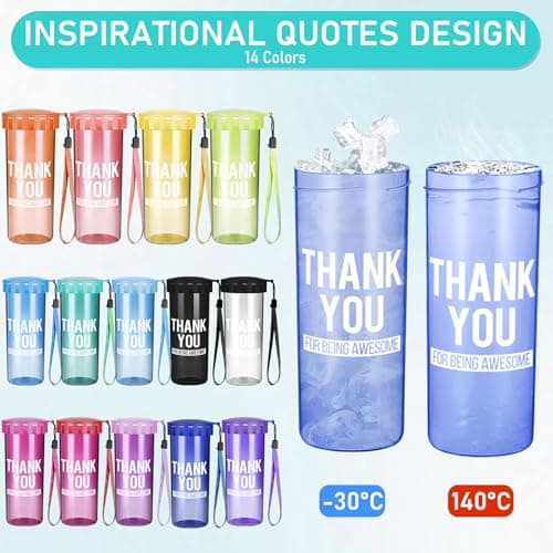 14 Pack Reusable Thank You Water Bottles, 430 ml Plastic Drinking Cups — view 2