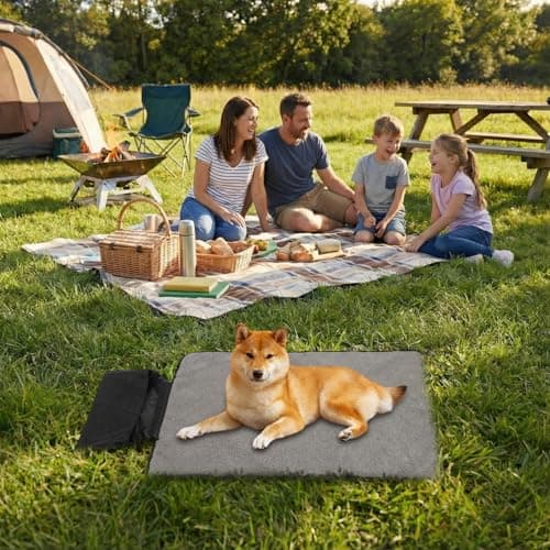 Portable Pet Blanket, 100x70cm Foldable Waterproof Dog Travel Mat Reversible Floor Plush Mat Machine Washable Large Dog Mats Anti-Slip Bottom and Storage Bag for Dog Cat Indoor Outdoor Camping — view 6