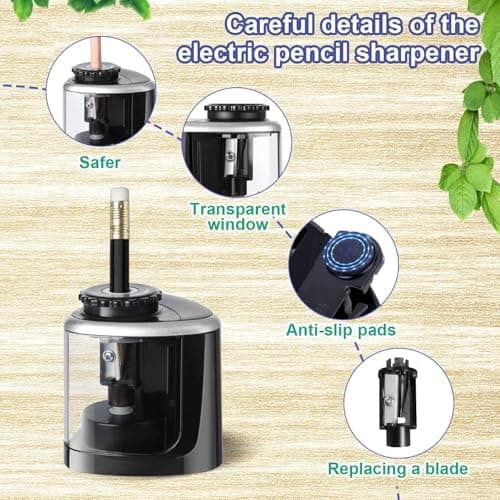 Electric Pencil Sharpener, Pencil Sharpener with Container, Battery Powered — view 3