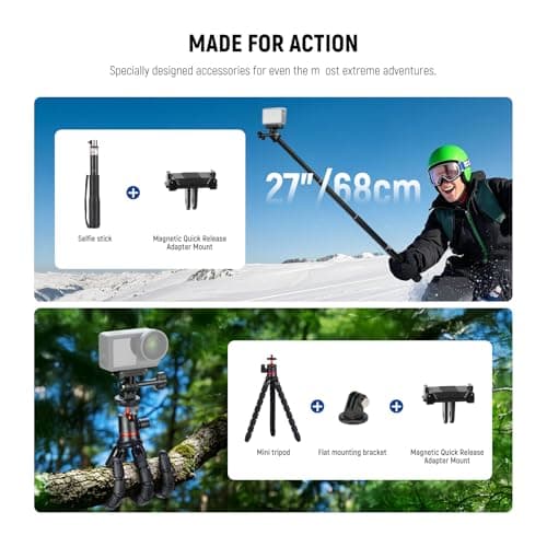 NEEWER 35 in 1 Action Camera Pro Accessories Kit Compatible with DJI Osmo Action 5 Pro 4 3 GoPro, Quick Release Adapter Mount for Diving Hiking Motorcycling Mountain Cycling Skiing Surfing Vlog, GP-51 — view 4