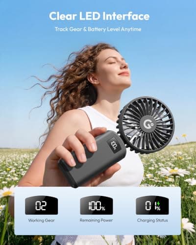gaiatop Portable Handheld Fan Foldable, USB Rechargeable Small Hand Fan — view 4