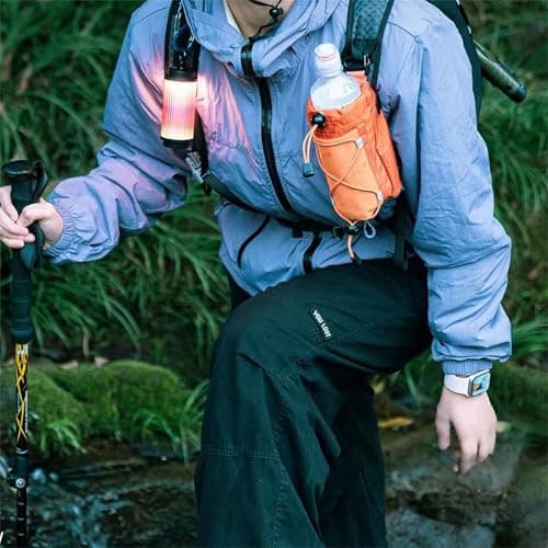 Molle Water Bottle Holder Drawstring Sports Water Bottles Pouch Bag Hydration Carrier for Travel Camping Hiking (Orange, 18.5cm*8.7cm) — view 2