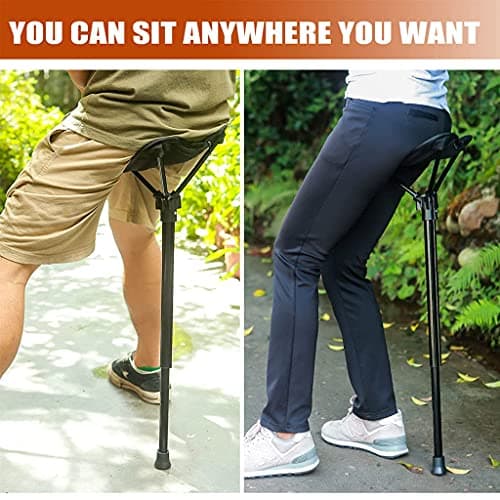 Rapoyo Adjustable Telescopic Folding Stool, Portable Single Leg High Chair, Tall Slacker Chair, Black Aluminium, Modern Style, For Outdoor Camping, Walking, Traveling — view 3
